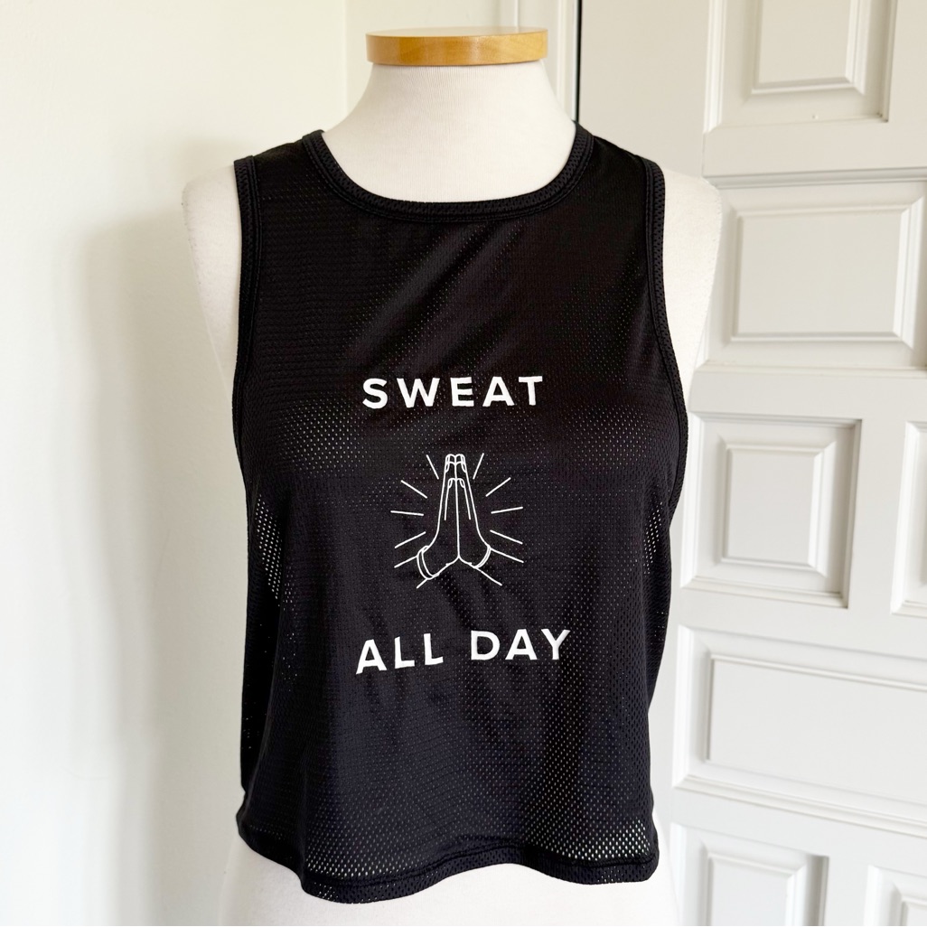 Nwt Alala + Y7 Studio Black Mesh Crop Tank Top Yoga Workout Sweat All Day Medium